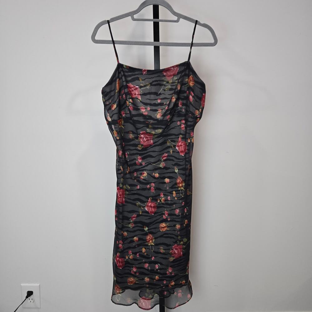 Vintage Alyn Paige Layered Floral Zebra‎ Midi Dress Fairy Grunge Whimsygoth Y2K